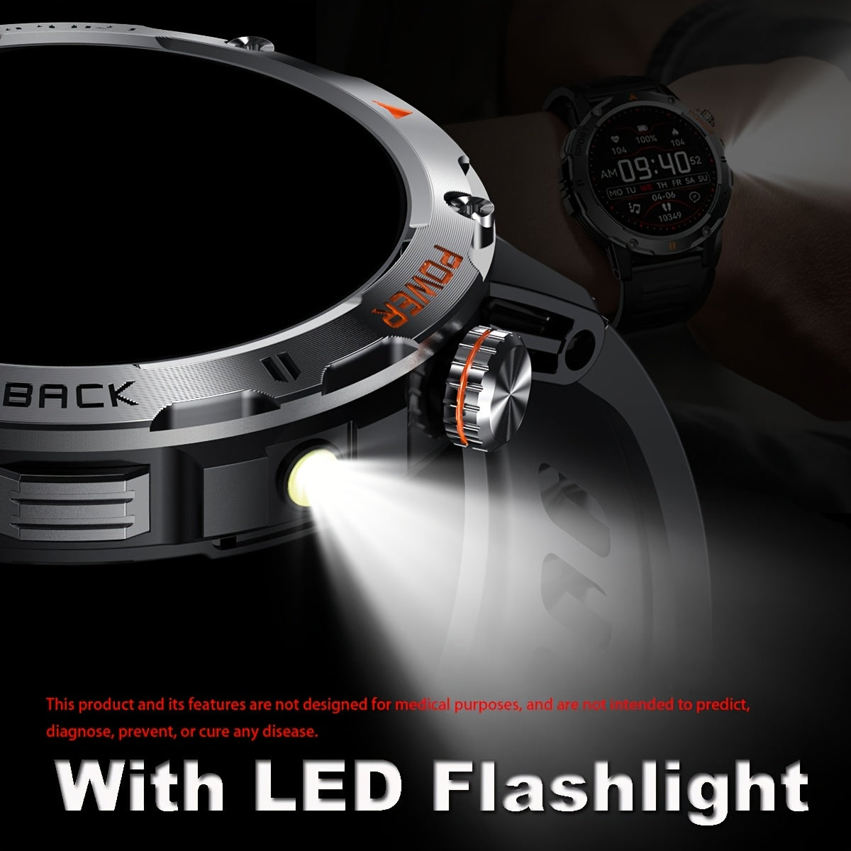 COIUSOR Men'S Smartwatch 1.53-Inch, Wireless Calling, LED Flashlight, Syncs Smartphone Information