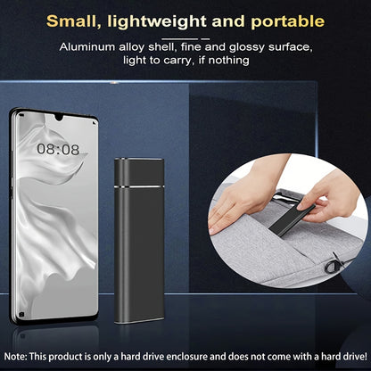Dual protocol SATA/NVME solid-state hard drive box with 5.08cm -1 line notebook M.2 external hard drive box