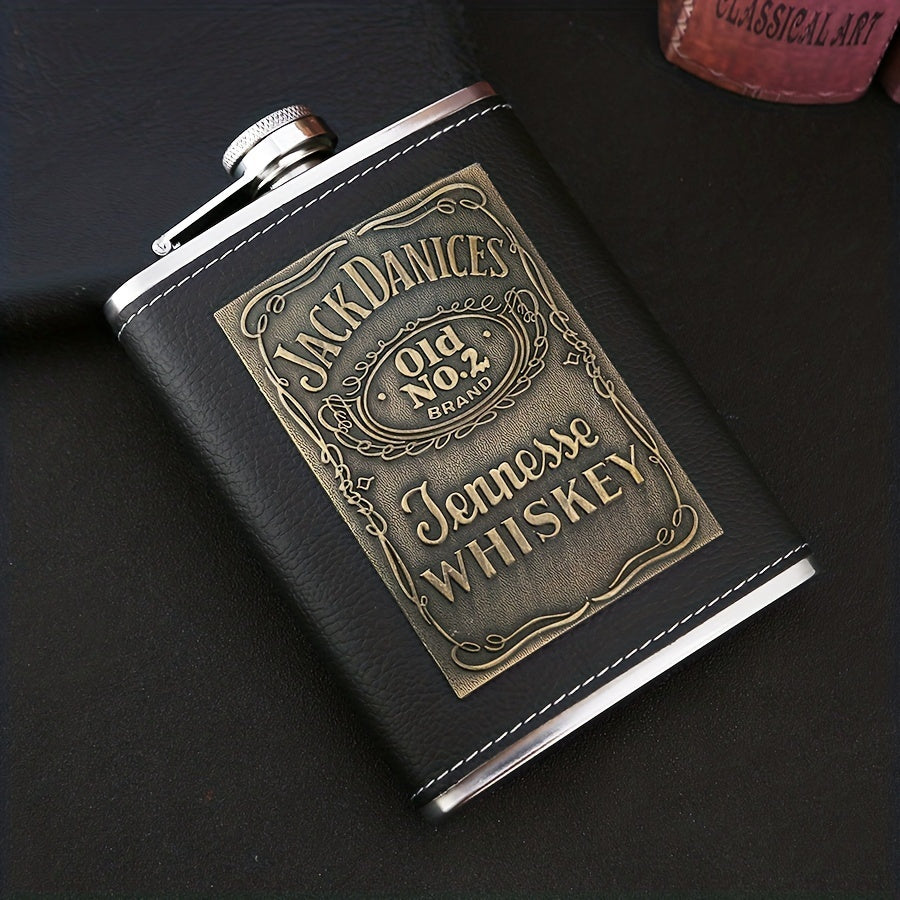 Leather Square Flask - Stainless Steel Flask with Original Tennessee Embossed