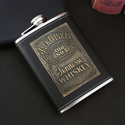 Leather Square Flask - Stainless Steel Flask with Original Tennessee Embossed