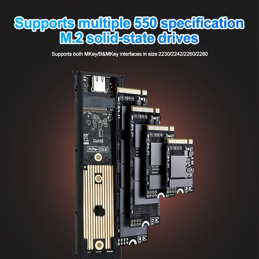 Dual protocol SATA/NVME solid-state hard drive box with 5.08cm -1 line notebook M.2 external hard drive box