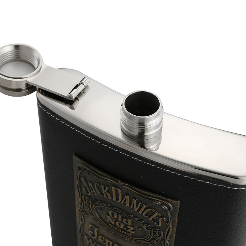Leather Square Flask - Stainless Steel Flask with Original Tennessee Embossed