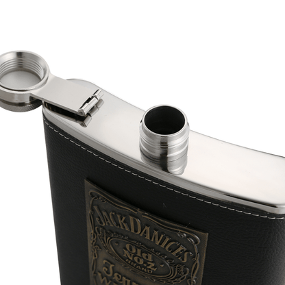 Leather Square Flask - Stainless Steel Flask with Original Tennessee Embossed