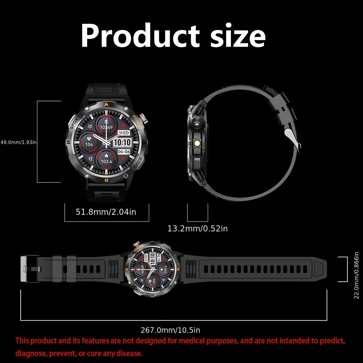 COIUSOR Men'S Smartwatch 1.53-Inch, Wireless Calling, LED Flashlight, Syncs Smartphone Information