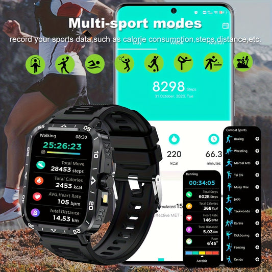 1.95-inch Smart Watch with LED Flashlight,