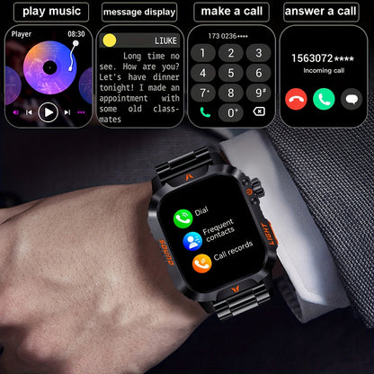 Brand New Stylish Square Men'S Outdoor Sports Smart Watch Wireless Call Flashlight AI Voice Assistant