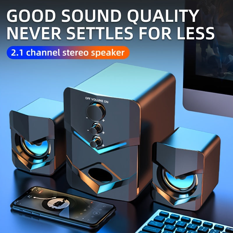 High-Quality 2.1 Stereo Desktop Speaker with LED Ambient Lighting