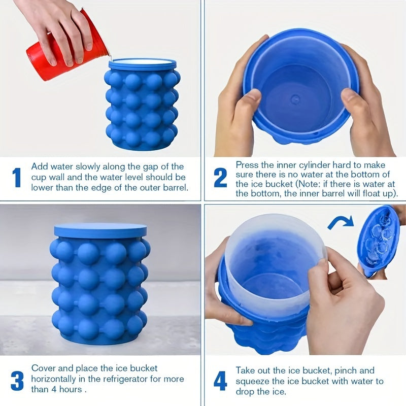 Large Silicone Ice Cube Tray Quick Freeze Ice Bucket