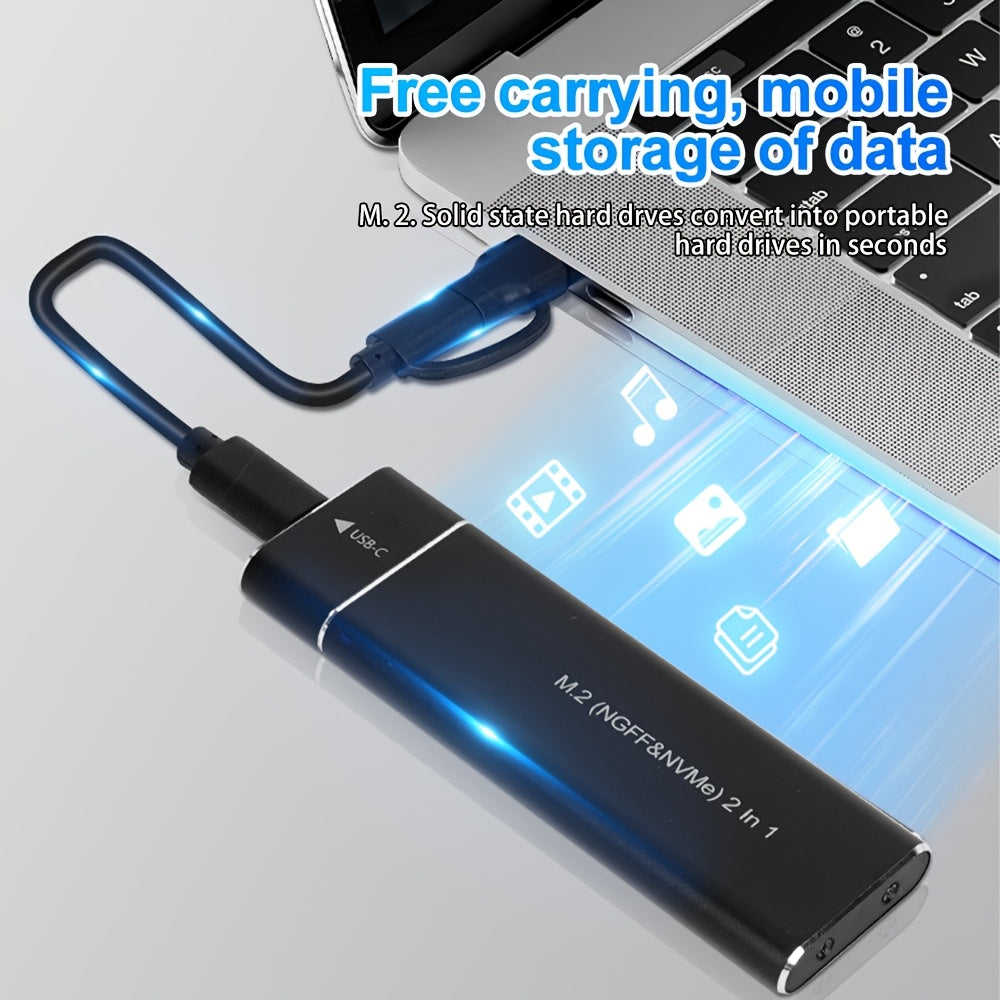Dual protocol SATA/NVME solid-state hard drive box with 5.08cm -1 line notebook M.2 external hard drive box