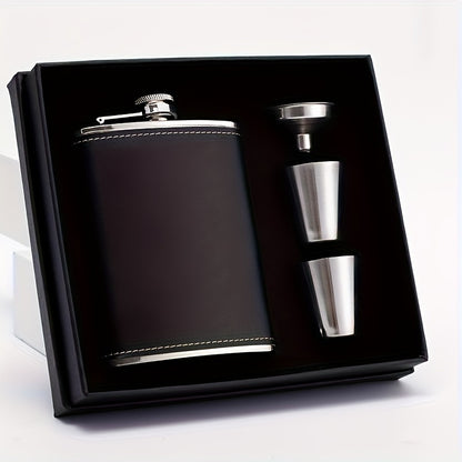 A Black Leather Wine Bottle Gift Box Set