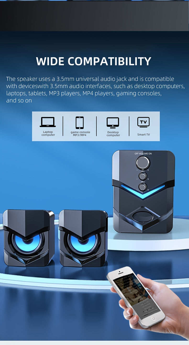 High-Quality 2.1 Stereo Desktop Speaker with LED Ambient Lighting