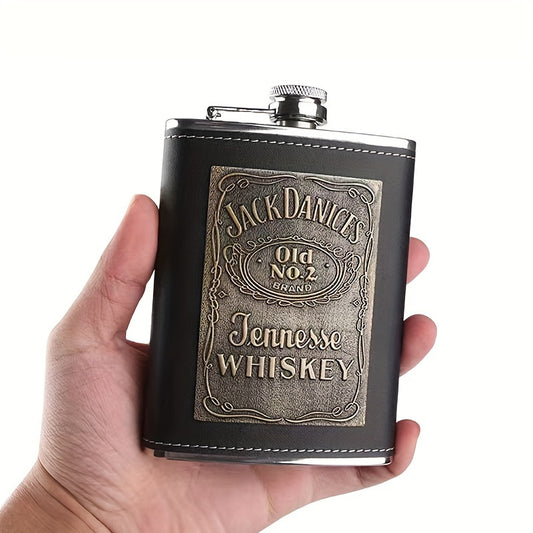 Leather Square Flask - Stainless Steel Flask with Original Tennessee Embossed