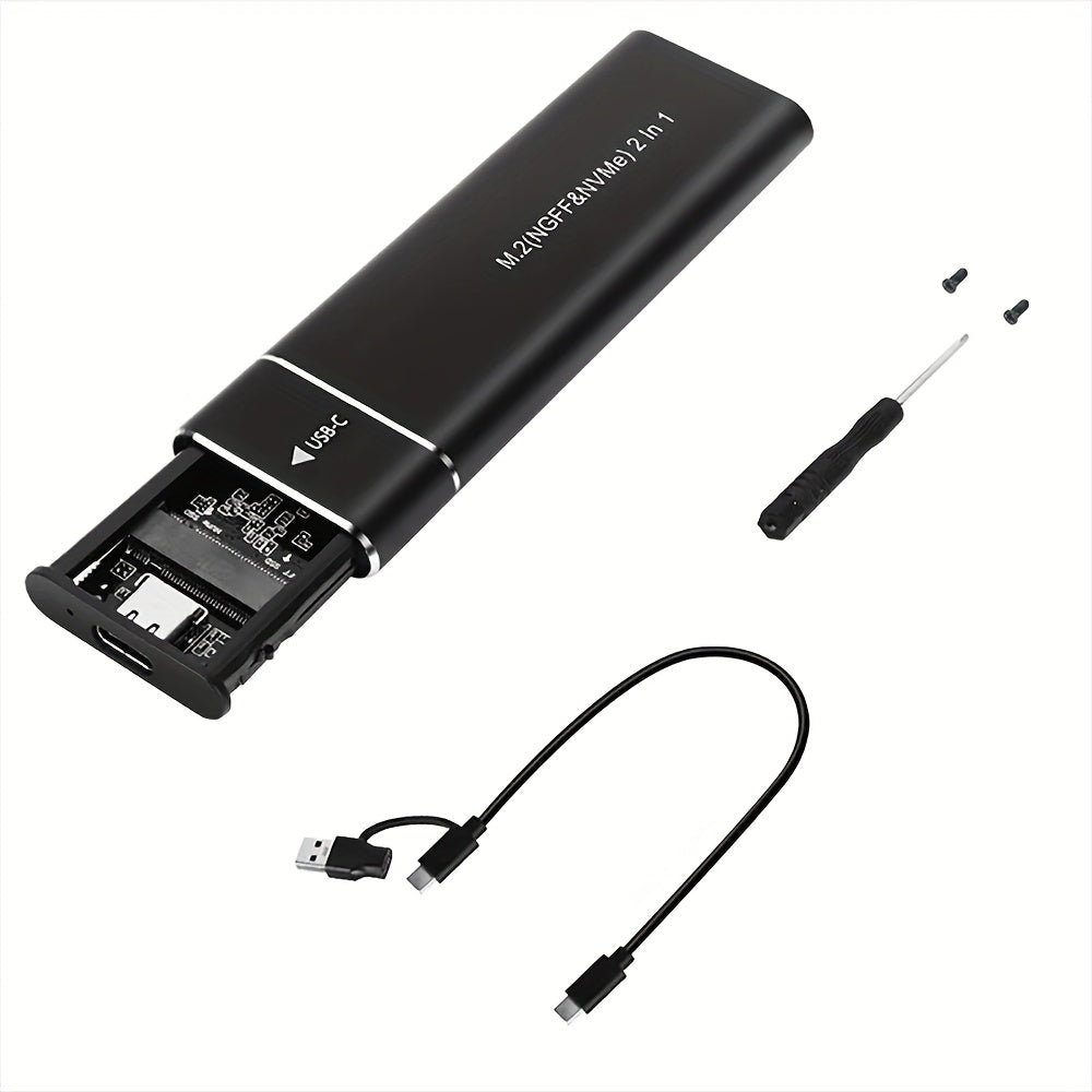Dual protocol SATA/NVME solid-state hard drive box with 5.08cm -1 line notebook M.2 external hard drive box