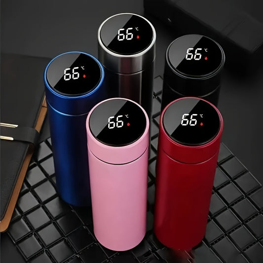 1pc 500ml/17oz Insulated Stainless Steel Temperature Display Water Cup