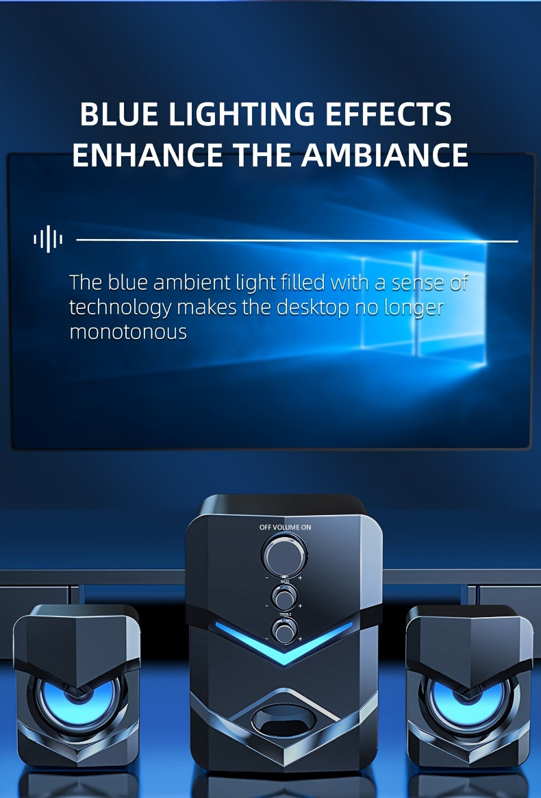 High-Quality 2.1 Stereo Desktop Speaker with LED Ambient Lighting