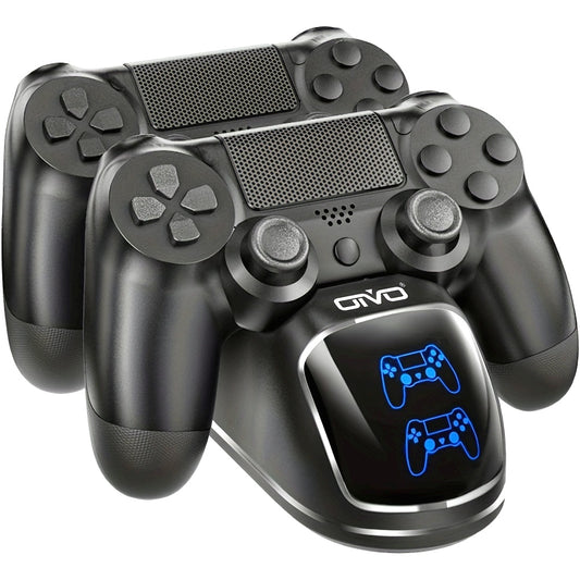 شاحن وحدة تحكم PS4 مع وظيفة عرض الشحن وشحن سريع وحامل تخزين للحماية