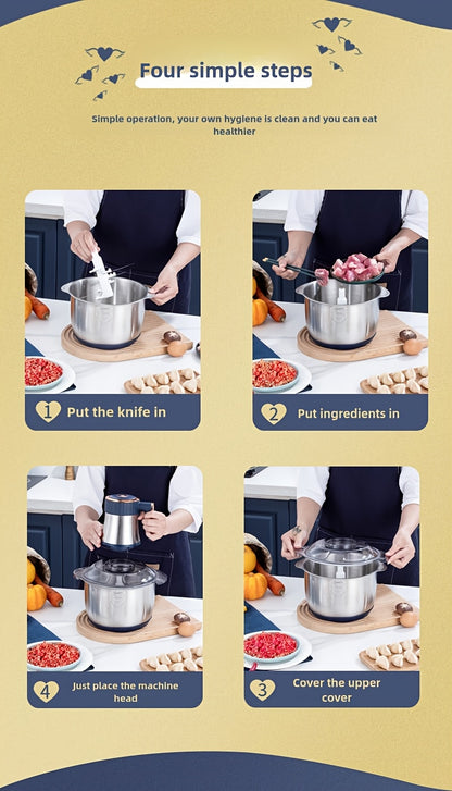 Electric Meat Grinder, Food Processor 5L Stainless Steel And Noodle Machine