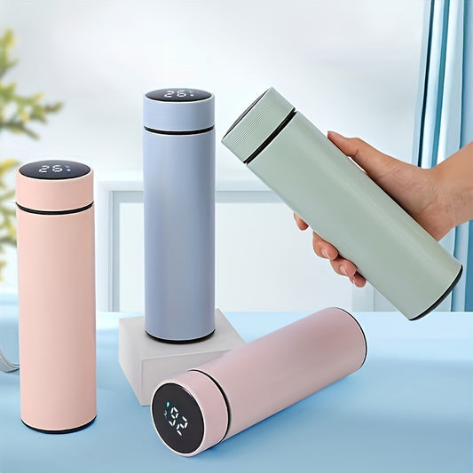 1pc 500ml/17oz Insulated Stainless Steel Temperature Display Water Cup