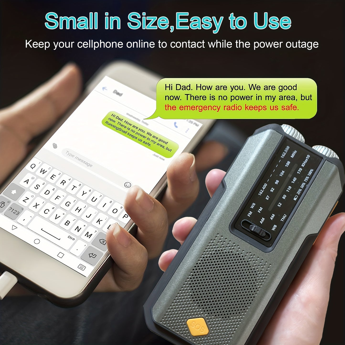 Daykit Emergency Hand Crank Radio with 3-LED Flashlight