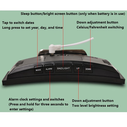 1pc 6.6-Inch Multifunctional LED Alarm Clock with a Curved Large Screen Display