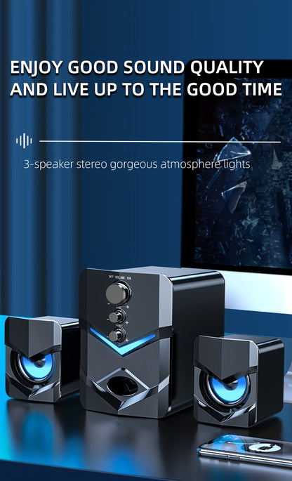 High-Quality 2.1 Stereo Desktop Speaker with LED Ambient Lighting